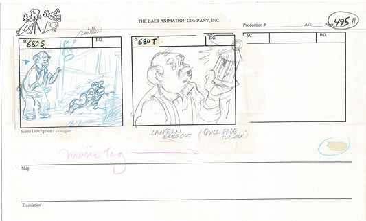 Annabelle's Wish Christmas Cartoon Animation Production Storyboard Cow from FOX 1997 A-058