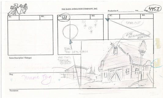 Annabelle's Wish Christmas Cartoon Animation Production Storyboard Cow from FOX 1997 A-059