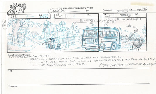 Annabelle's Wish Christmas Cartoon Animation Production Storyboard Cow from FOX 1997 A-060
