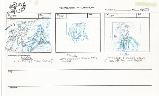 Annabelle's Wish Christmas Cartoon Animation Production Storyboard Cow from FOX 1997 A-063