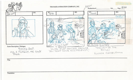 Annabelle's Wish Christmas Cartoon Animation Production Storyboard Cow from FOX 1997 A-064