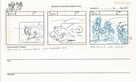 Annabelle's Wish Christmas Cartoon Animation Production Storyboard Cow from FOX 1997 A-066