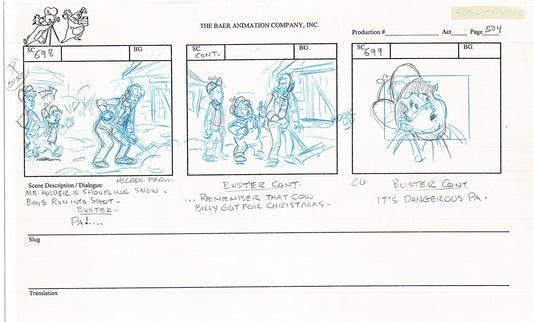 Annabelle's Wish Christmas Cartoon Animation Production Storyboard Cow from FOX 1997 A-068