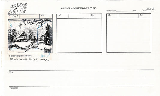 Annabelle's Wish Christmas Cartoon Animation Production Storyboard Cow from FOX 1997 A-071
