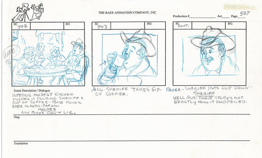Annabelle's Wish Christmas Cartoon Animation Production Storyboard Cow from FOX 1997 A-072