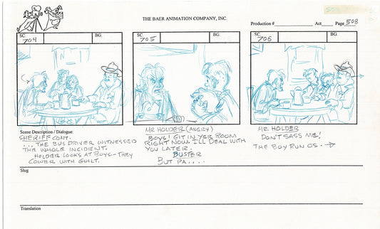 Annabelle's Wish Christmas Cartoon Animation Production Storyboard Cow from FOX 1997 A-073