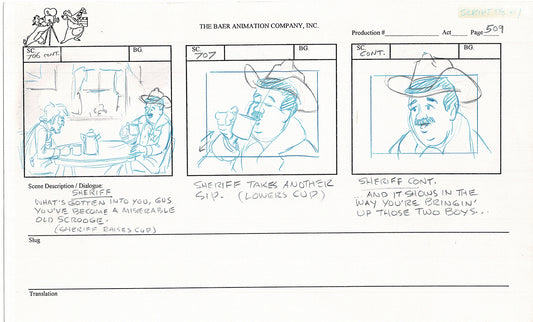 Annabelle's Wish Christmas Cartoon Animation Production Storyboard Cow from FOX 1997 A-074
