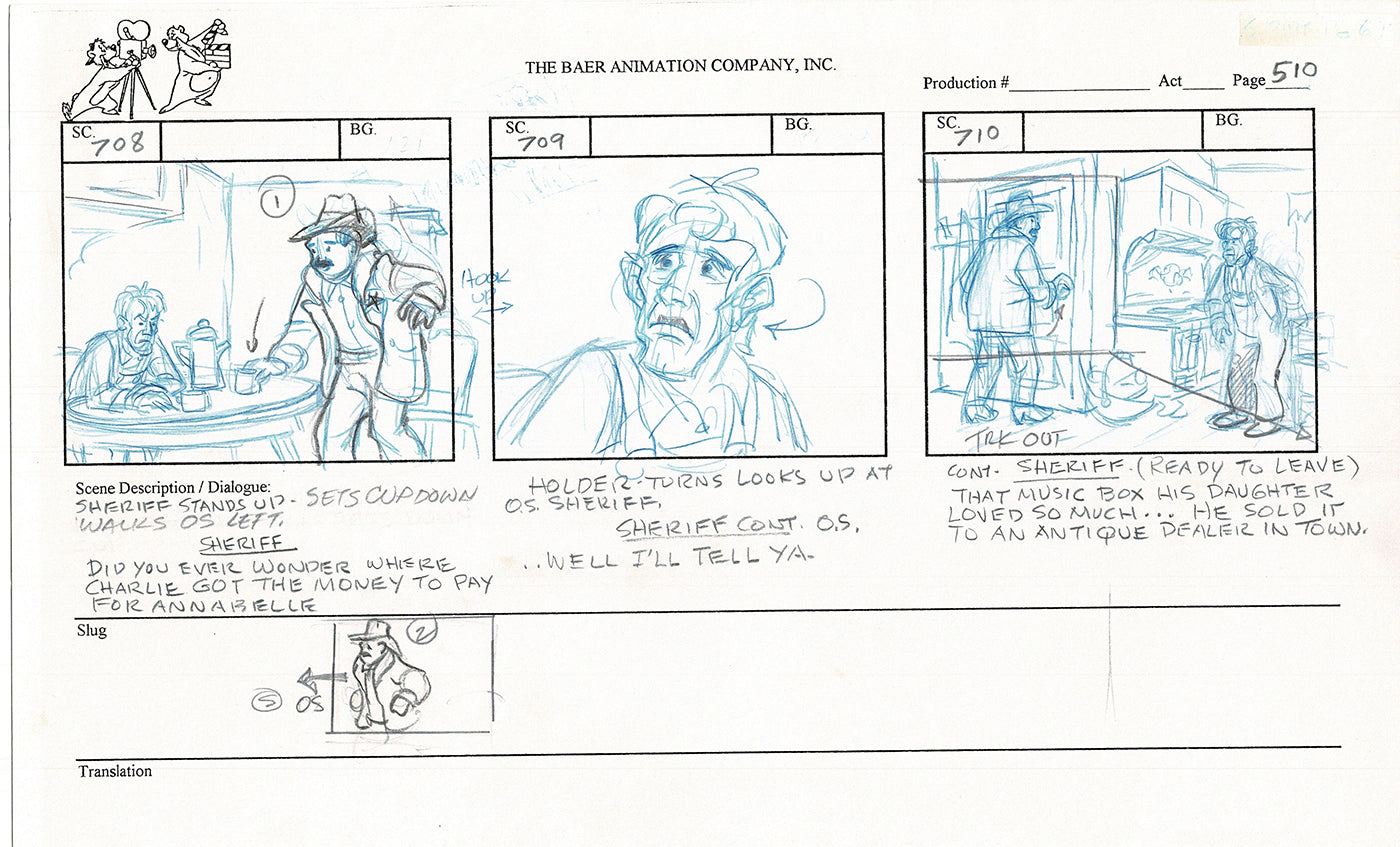 Annabelle's Wish Christmas Cartoon Animation Production Storyboard Cow from FOX 1997 A-075