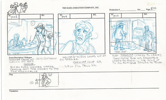 Annabelle's Wish Christmas Cartoon Animation Production Storyboard Cow from FOX 1997 A-075