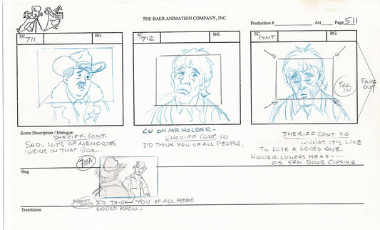 Annabelle's Wish Christmas Cartoon Animation Production Storyboard Cow from FOX 1997 A-076