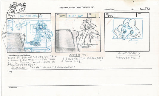 Annabelle's Wish Christmas Cartoon Animation Production Storyboard Cow from FOX 1997 A-077