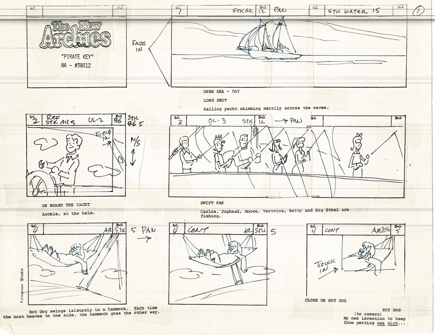 Archie Storyboard Cartoon Page Riverdale Animation Page Filmation 1977 A-001