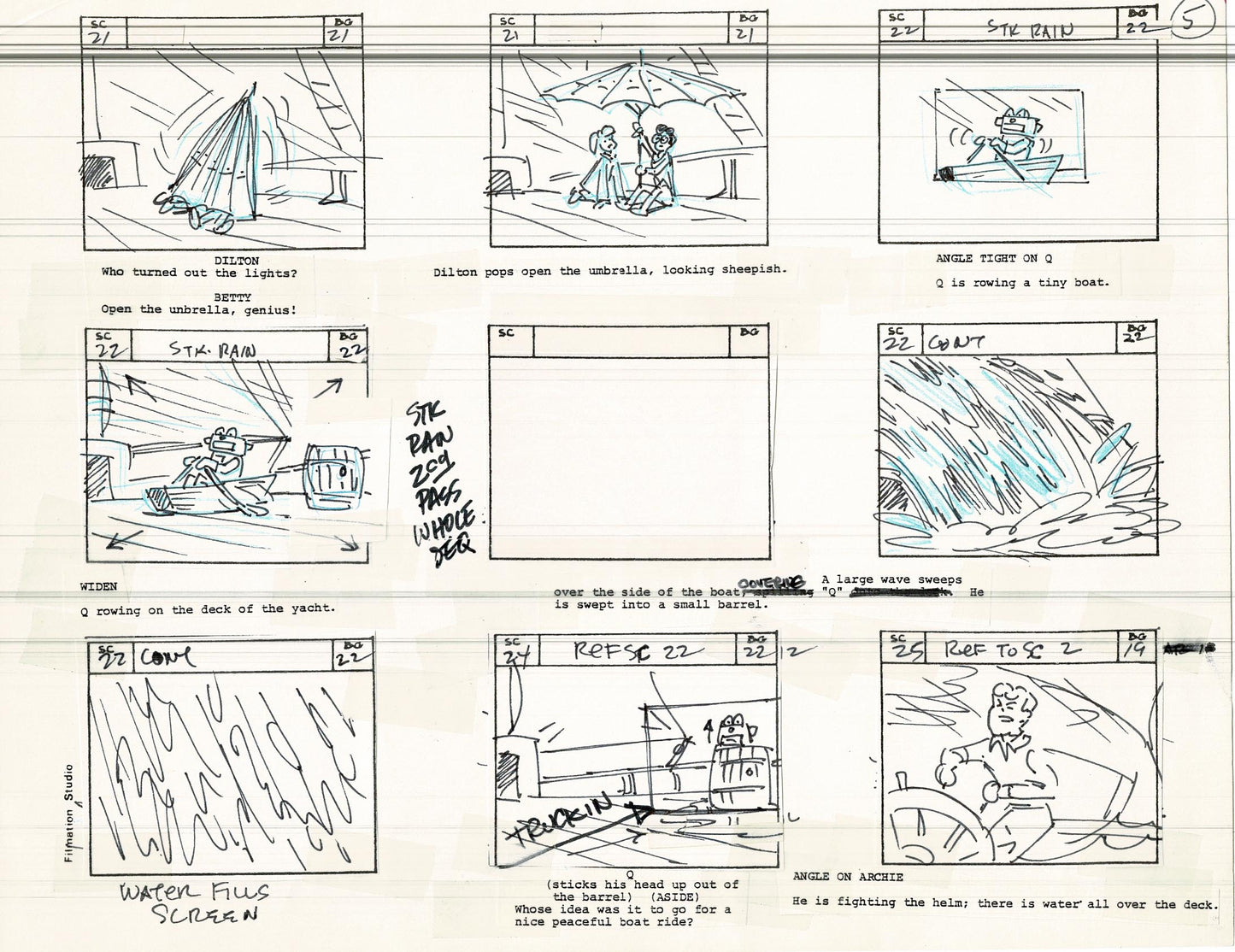 Archie Storyboard Cartoon Page Riverdale Animation Page Filmation 1977 A-006