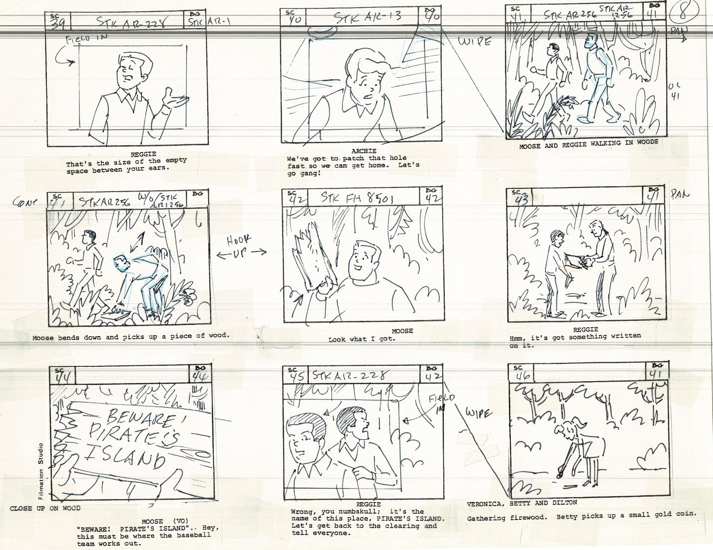 Archie Storyboard Cartoon Page Riverdale Animation Page Filmation 1977 A-009