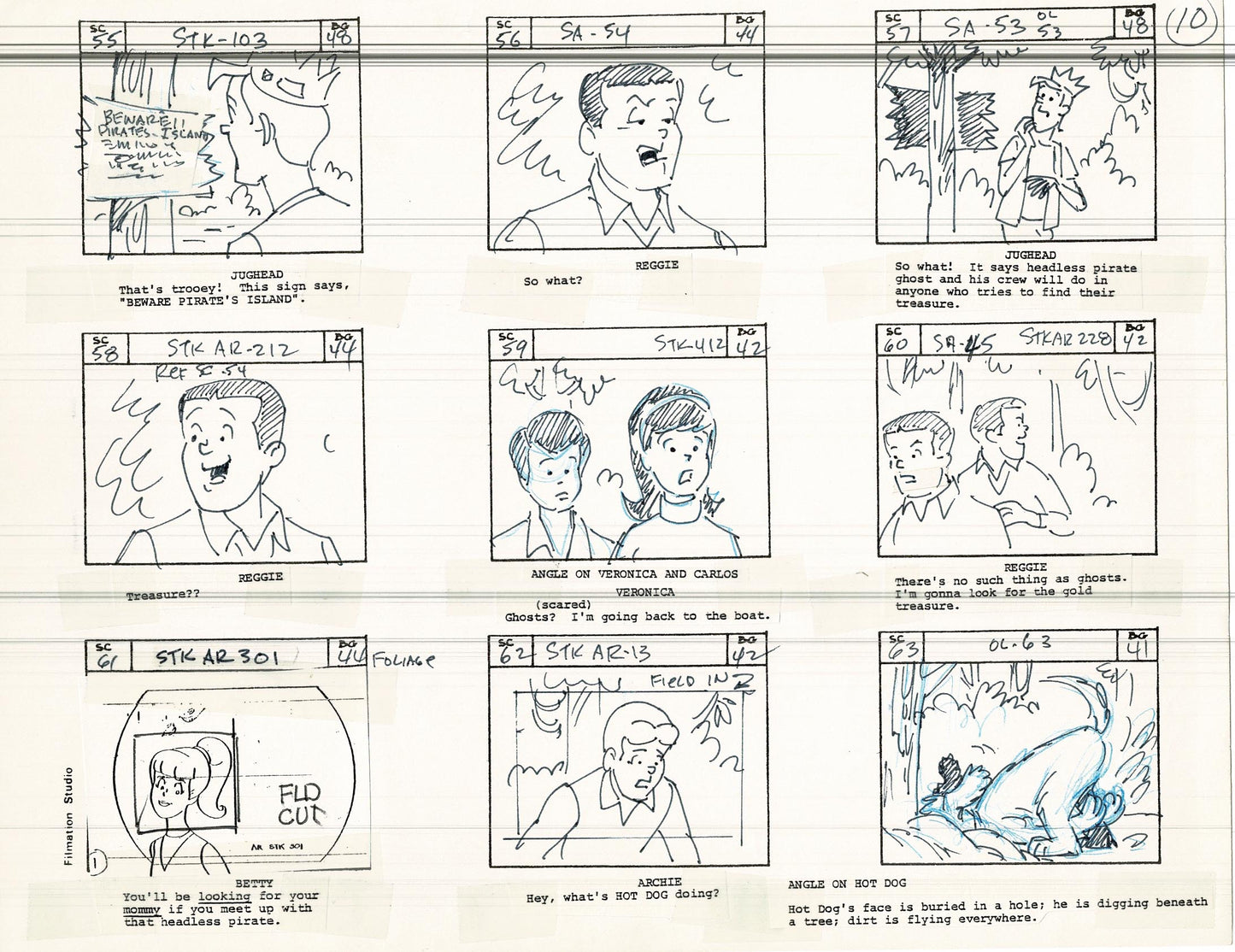 Archie Storyboard Cartoon Page Riverdale Animation Page Filmation 1977 A-011