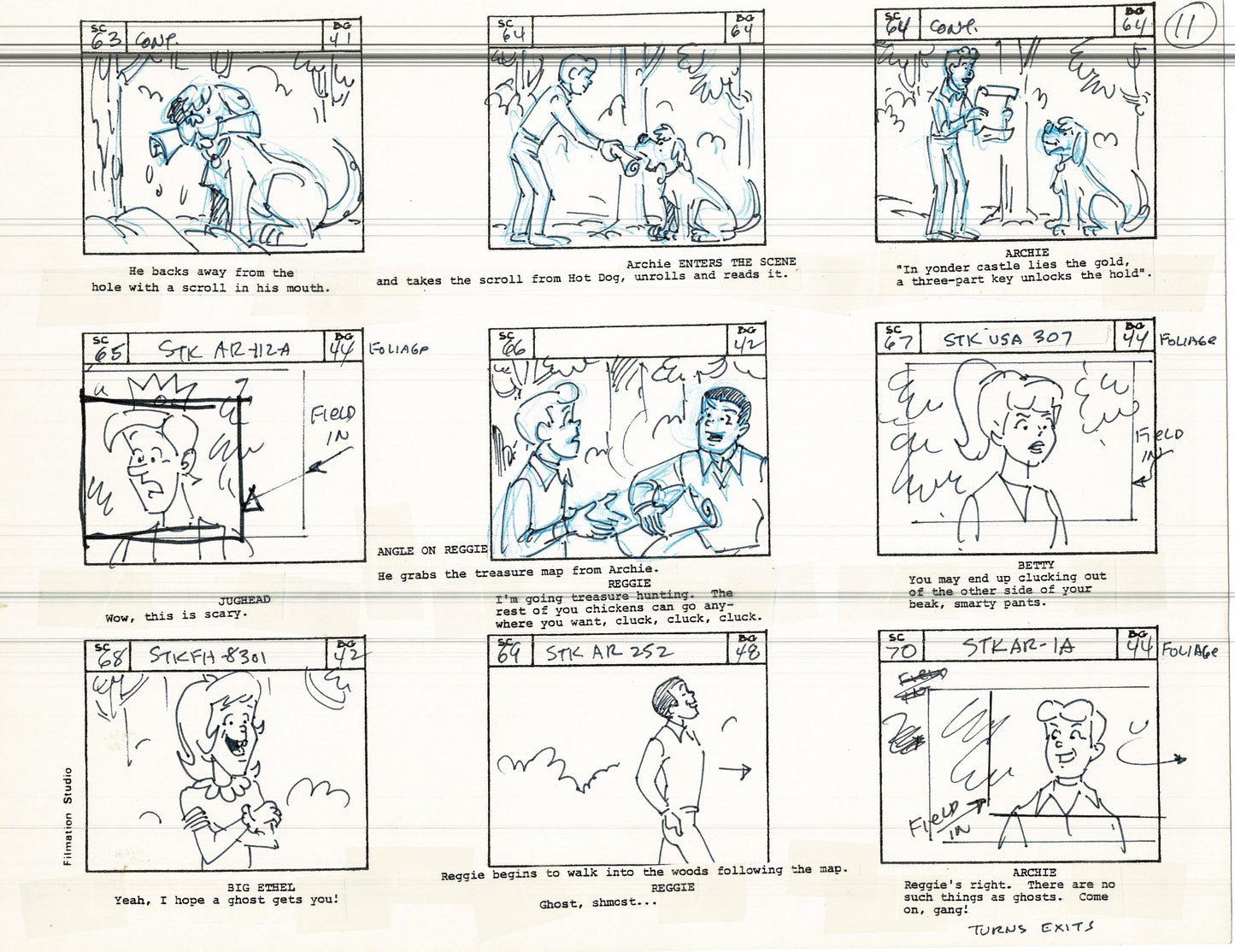 Archie Storyboard Cartoon Page Riverdale Animation Page Filmation 1977 A-012