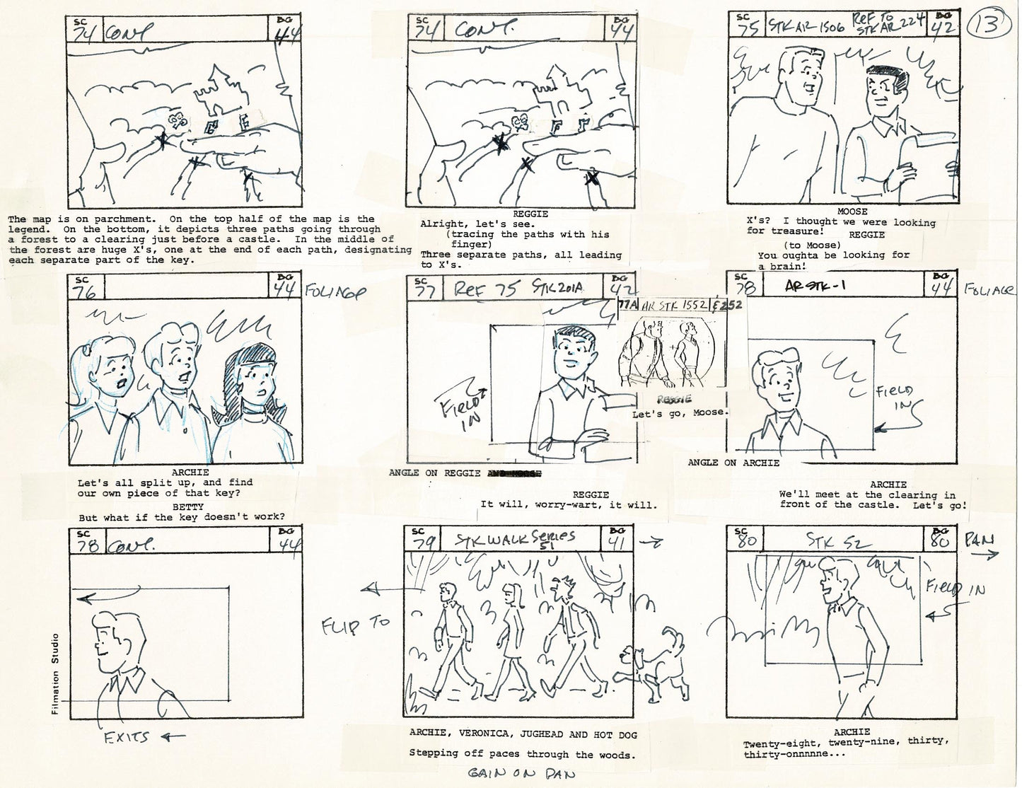 Archie Storyboard Cartoon Page Riverdale Animation Page Filmation 1977 A-014