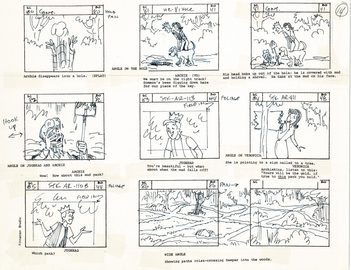 Archie Storyboard Cartoon Page Riverdale Animation Page Filmation 1977 A-015