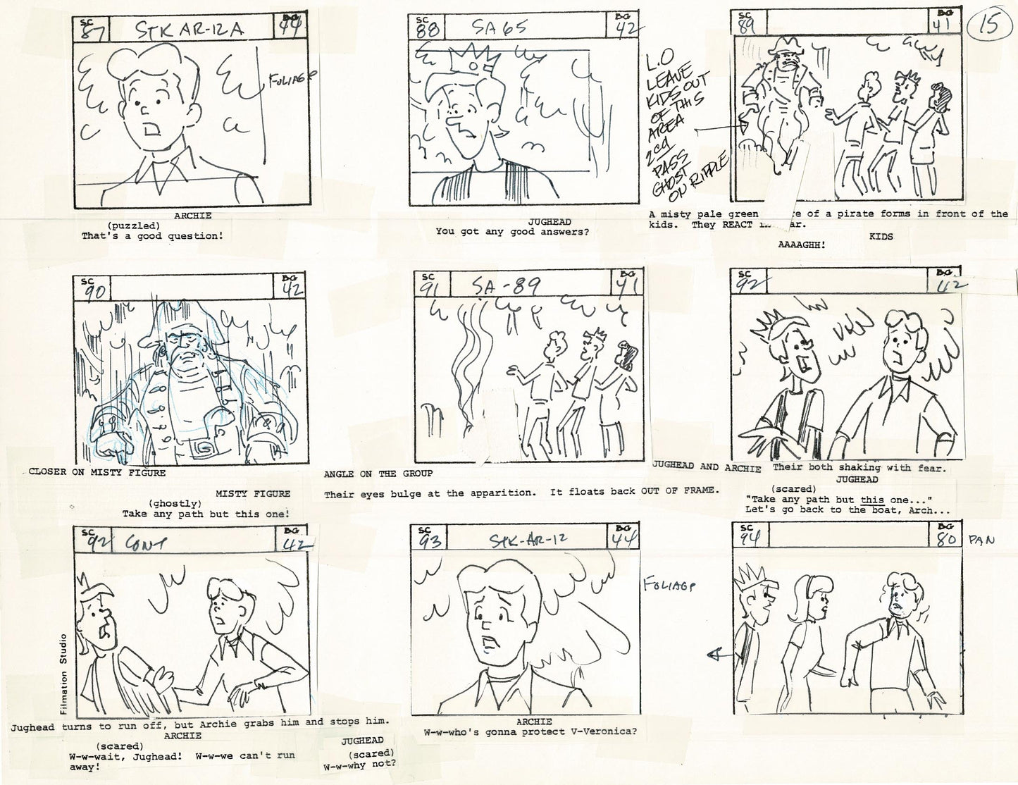 Archie Storyboard Cartoon Page Riverdale Animation Page Filmation 1977 A-016