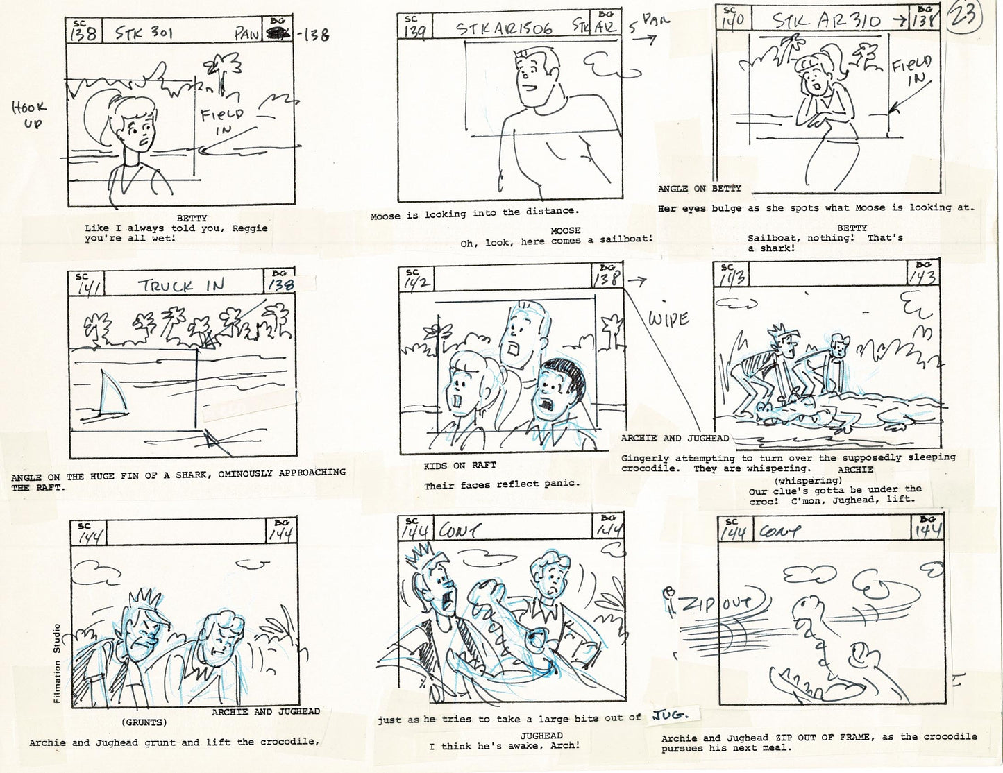 Archie Storyboard Cartoon Page Riverdale Animation Page Filmation 1977 A-025