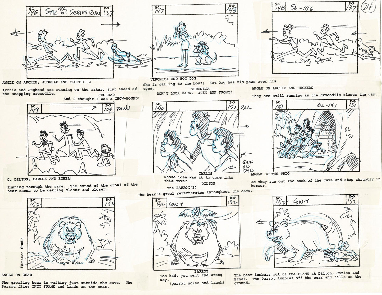 Archie Storyboard Cartoon Page Riverdale Animation Page Filmation 1977 A-026