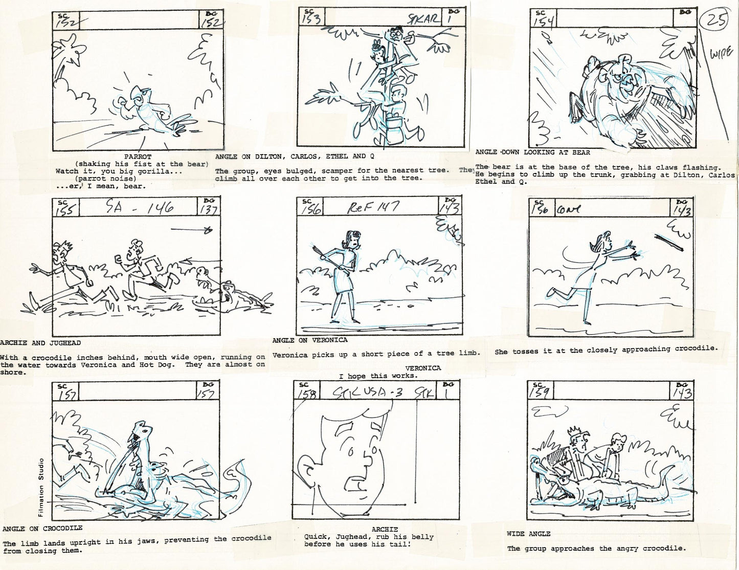 Archie Storyboard Cartoon Page Riverdale Animation Page Filmation 1977 A-027