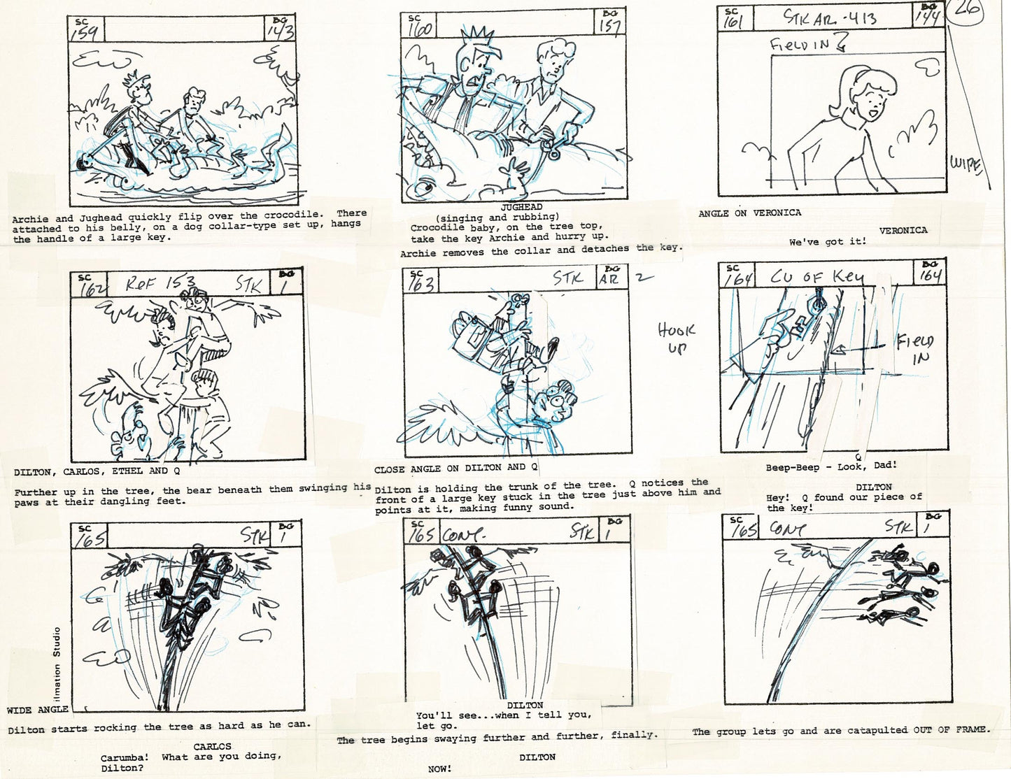 Archie Storyboard Cartoon Page Riverdale Animation Page Filmation 1977 A-028