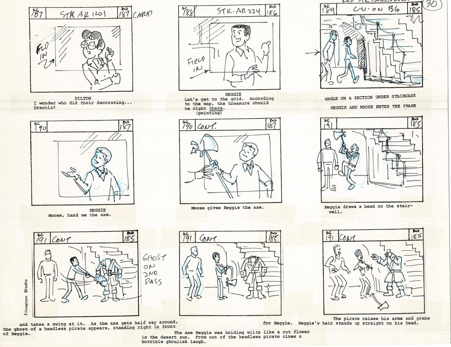 Archie Storyboard Cartoon Page Riverdale Animation Page Filmation 1977 A-032