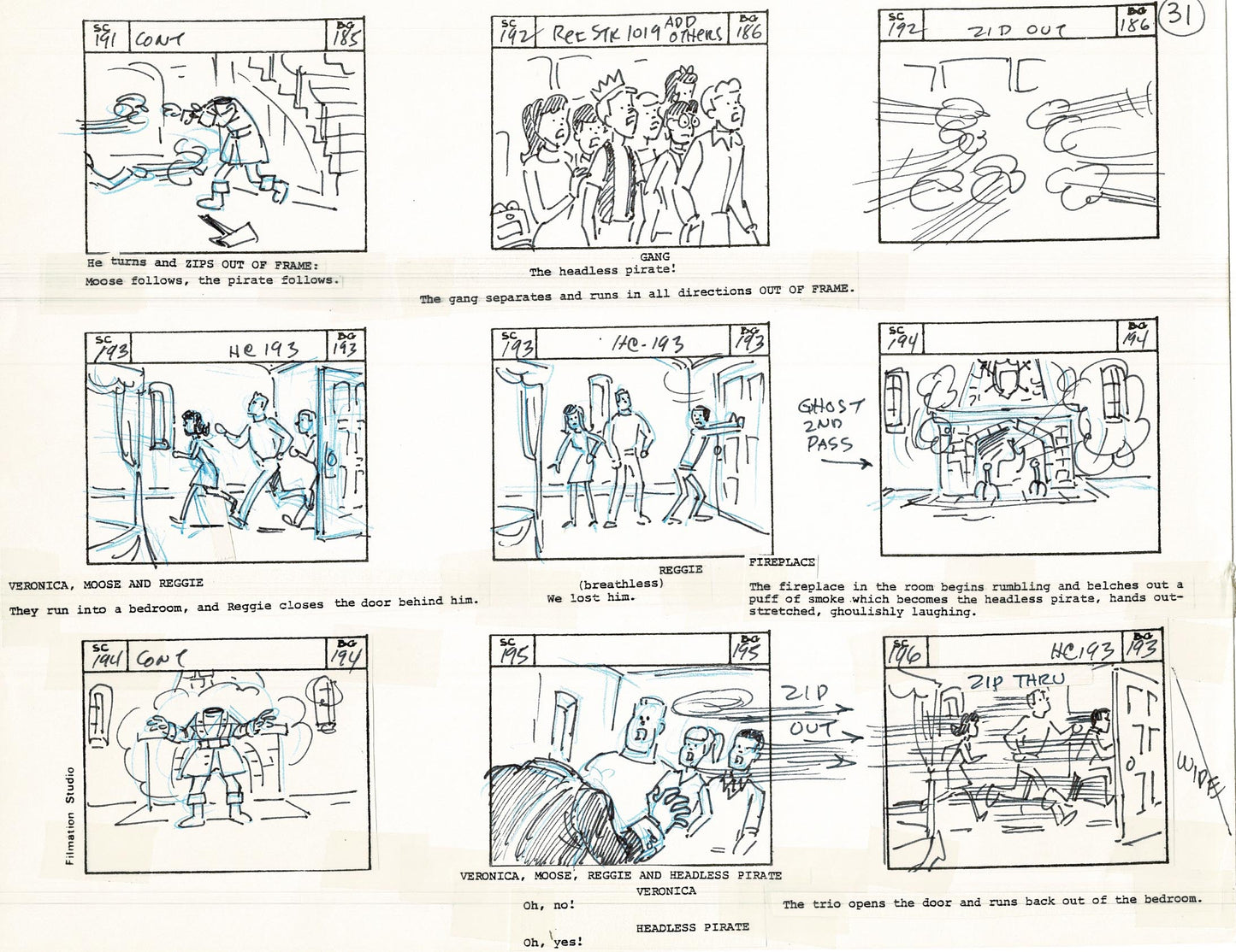 Archie Storyboard Cartoon Page Riverdale Animation Page Filmation 1977 A-033