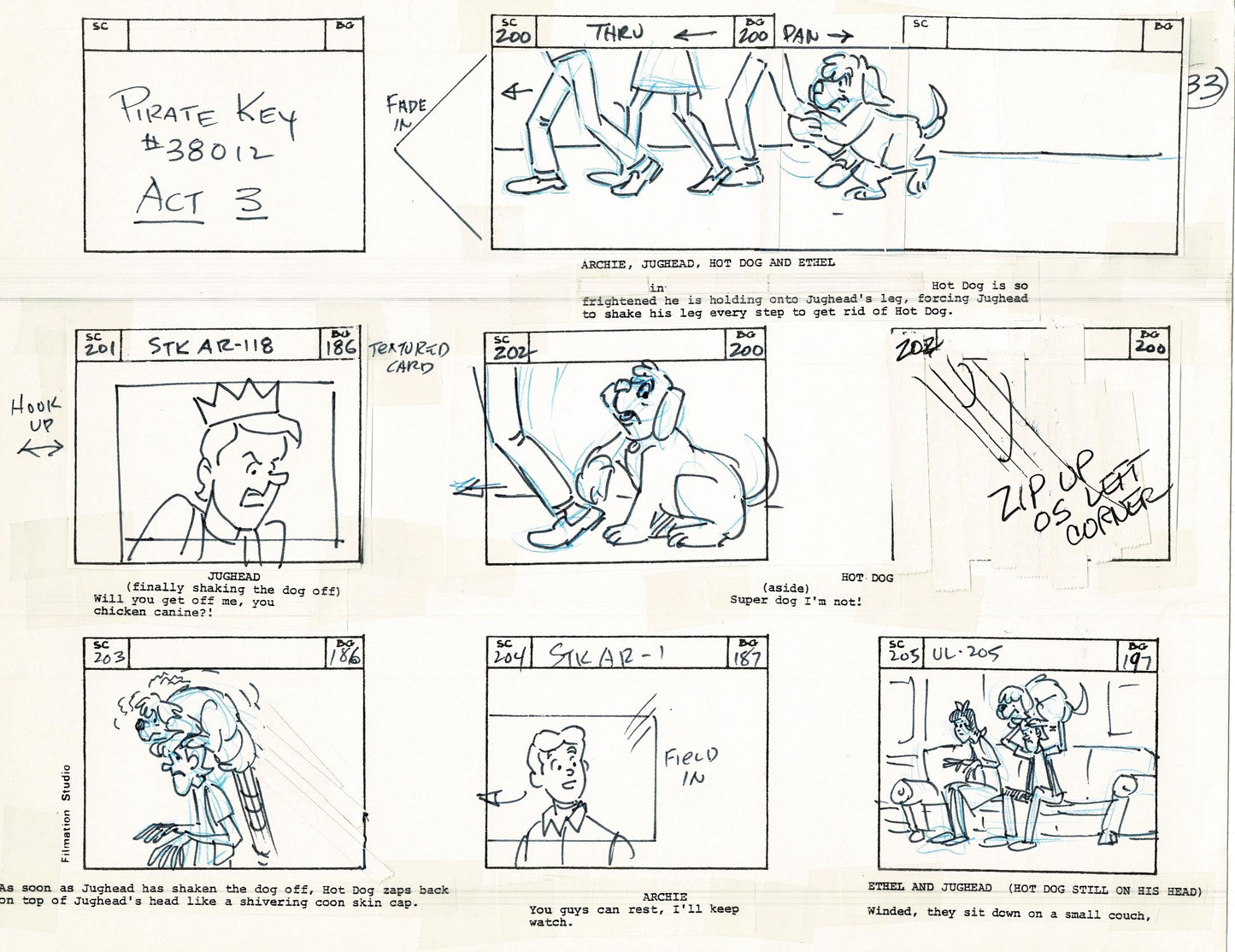 Archie Storyboard Cartoon Page Riverdale Animation Page Filmation 1977 A-035