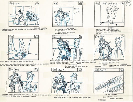 Archie Storyboard Cartoon Page Riverdale Animation Page Filmation 1977 A-036