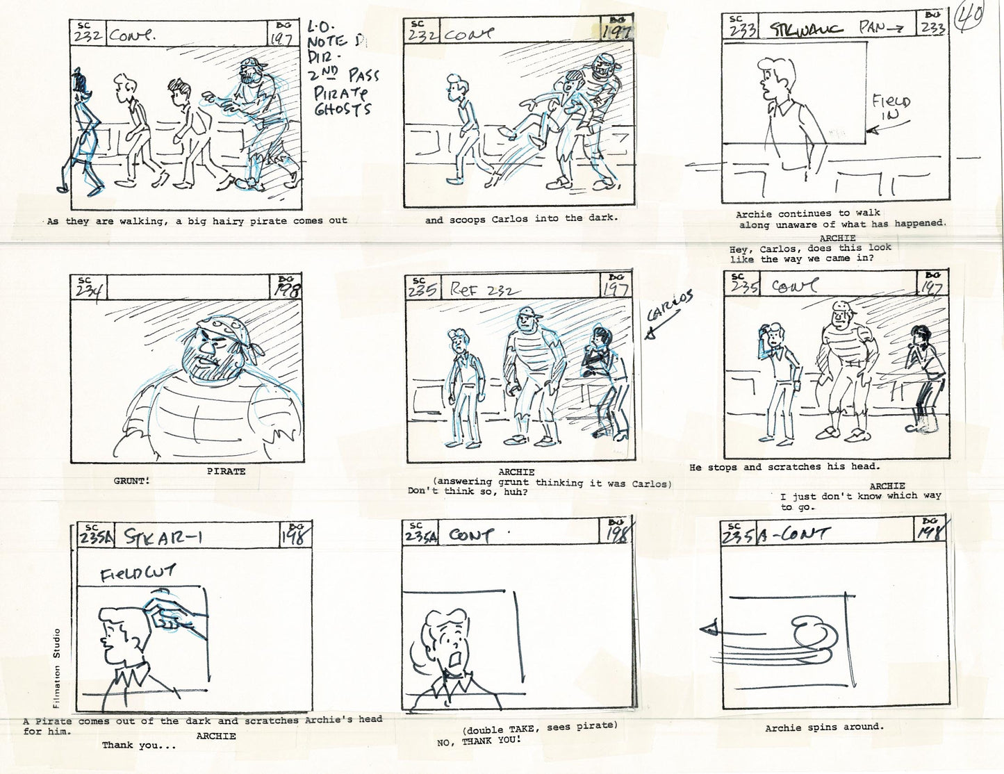 Archie Storyboard Cartoon Page Riverdale Animation Page Filmation 1977 A-042