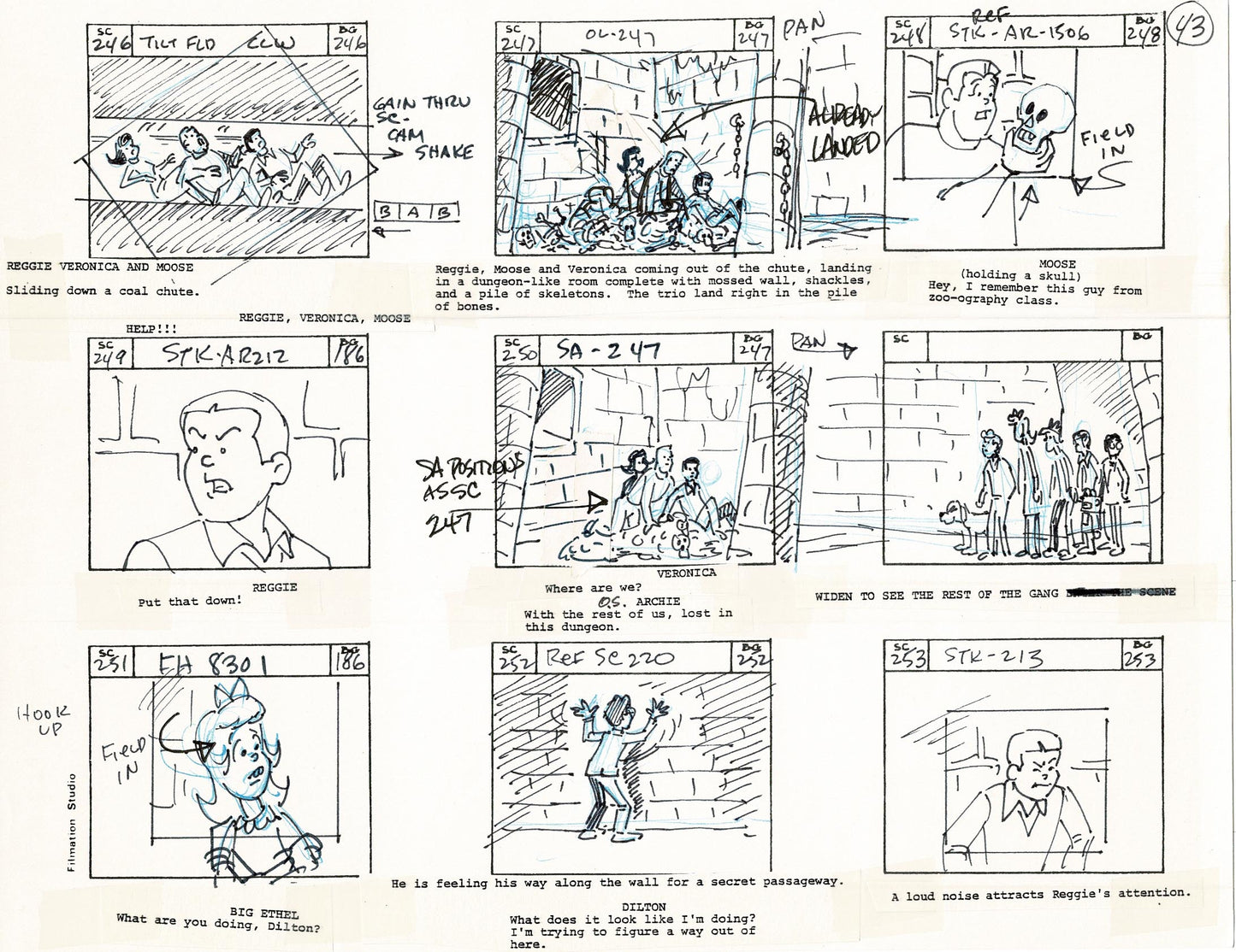 Archie Storyboard Cartoon Page Riverdale Animation Page Filmation 1977 A-045