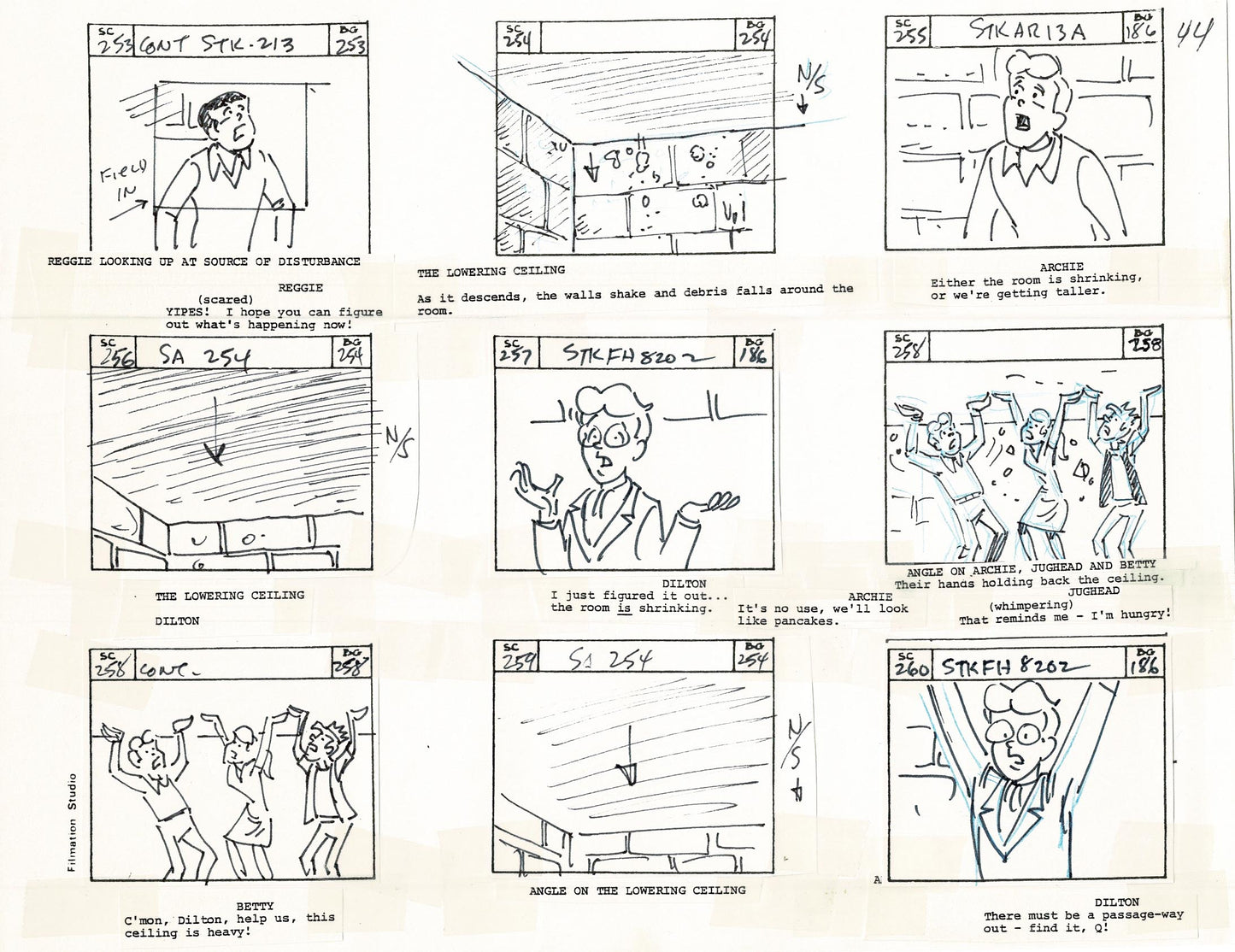 Archie Storyboard Cartoon Page Riverdale Animation Page Filmation 1977 A-046