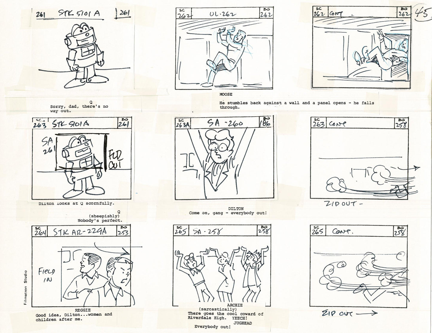 Archie Storyboard Cartoon Page Riverdale Animation Page Filmation 1977 A-047