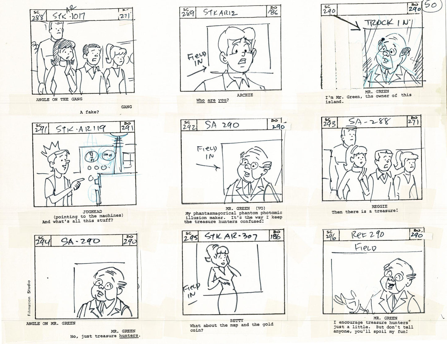 Archie Storyboard Cartoon Page Riverdale Animation Page Filmation 1977 A-053