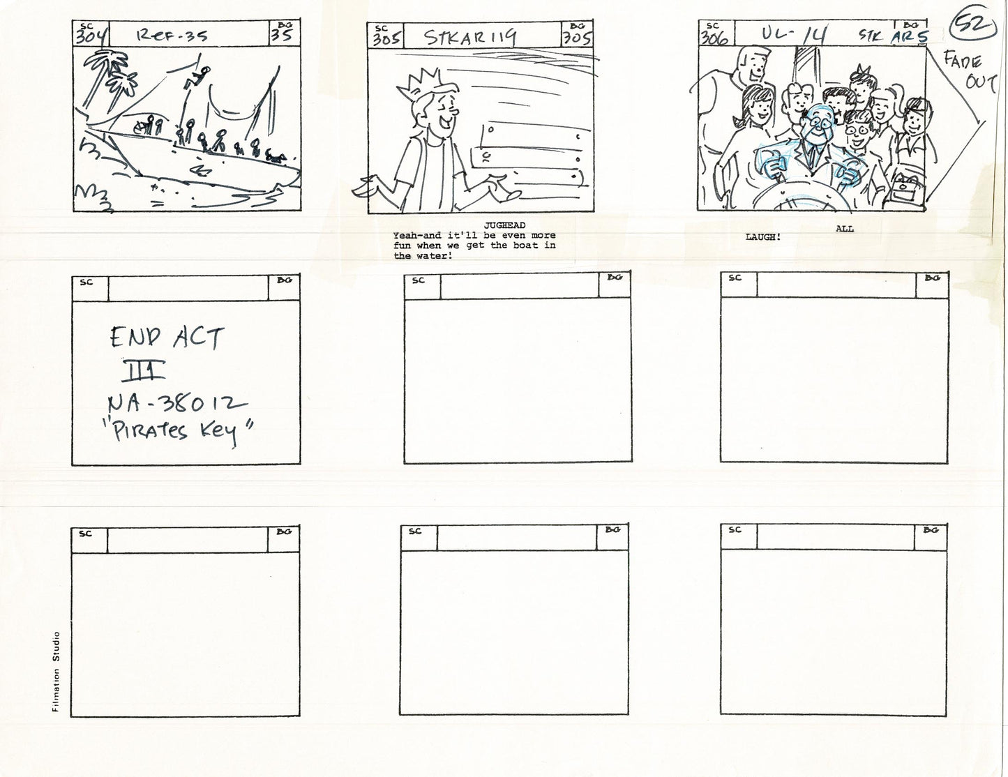 Archie Storyboard Cartoon Page Riverdale Animation Page Filmation 1977 A-055