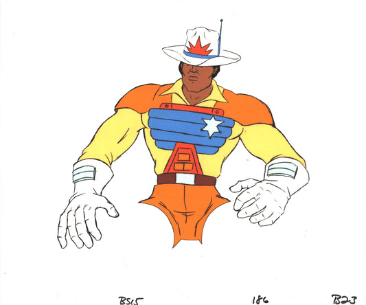Bravestarr Animation Cartoon Production Cel and Drawing from Filmation 1987-8 F-B23A