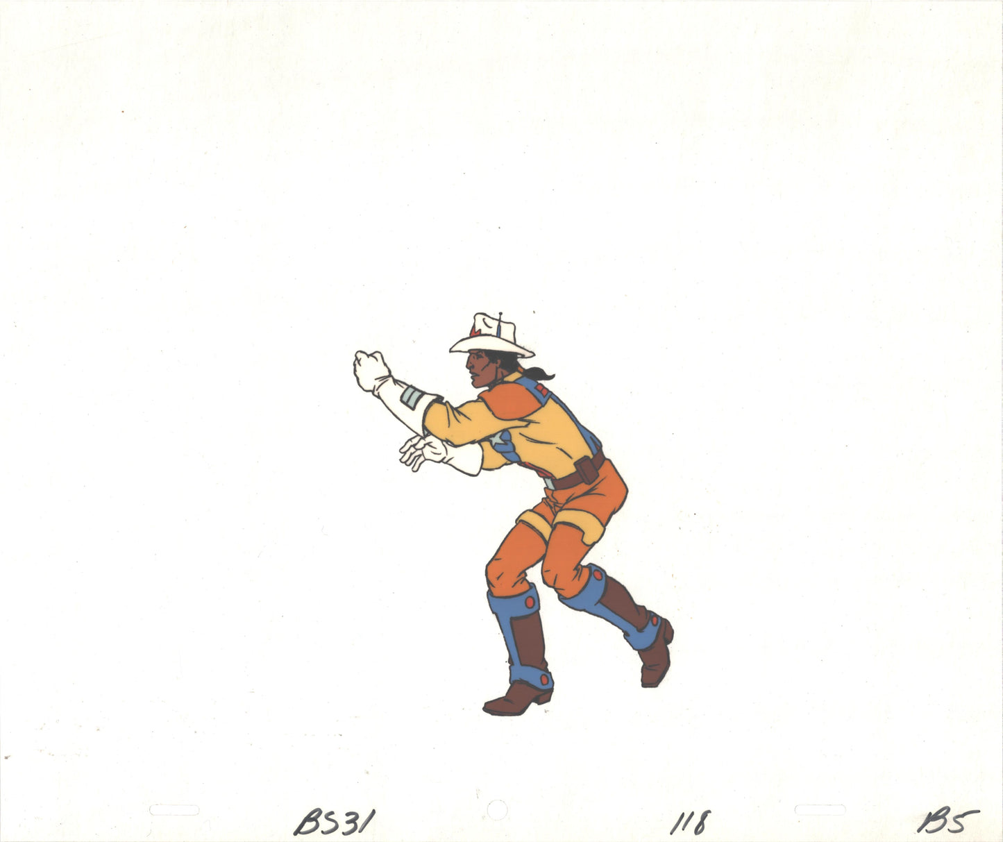 Bravestarr Animation Cartoon Production Cel and Drawing from Filmation 1987-8 F-B52