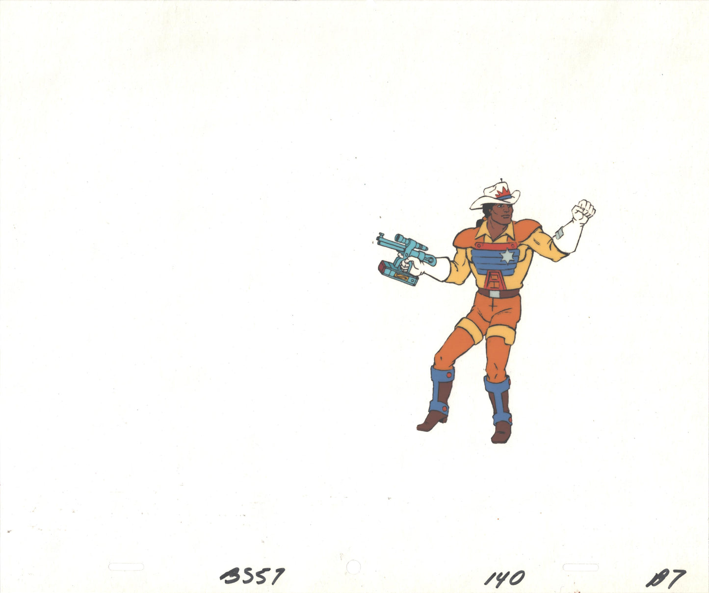 Bravestarr Animation Cartoon Production Cel and Drawing from Filmation 1987-8 F-B72