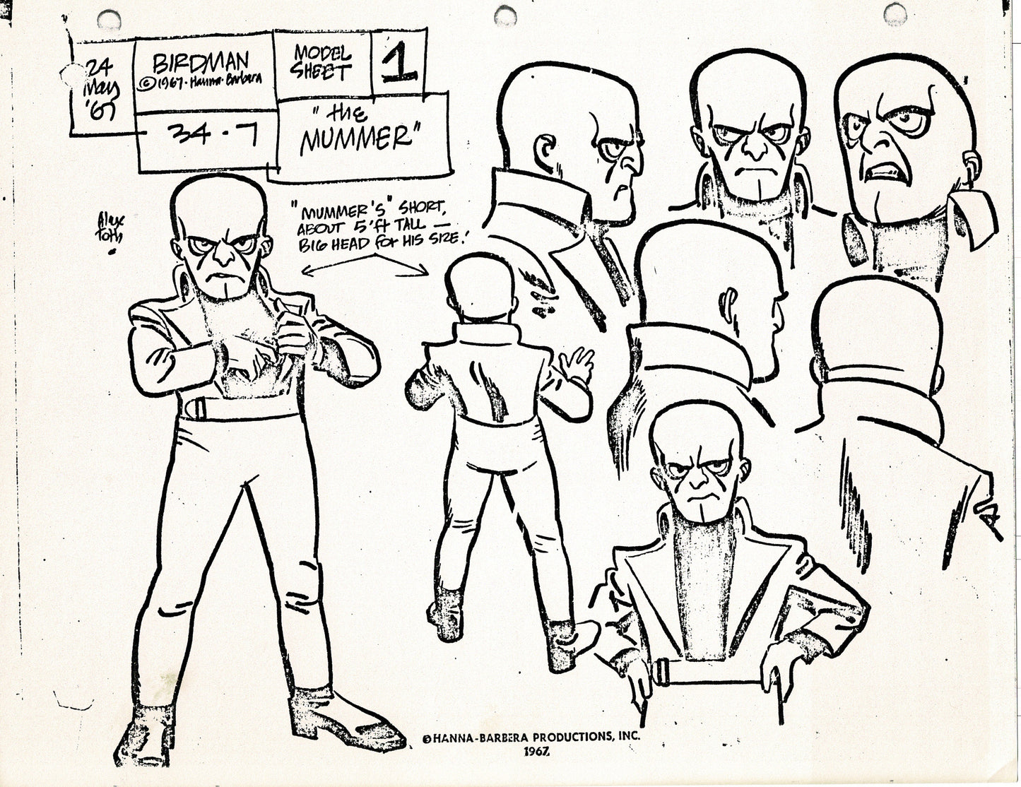 Birdman 1967 Alex Toth Production Model Sheet Copy Lot of 49 Pages from Hanna Barbera