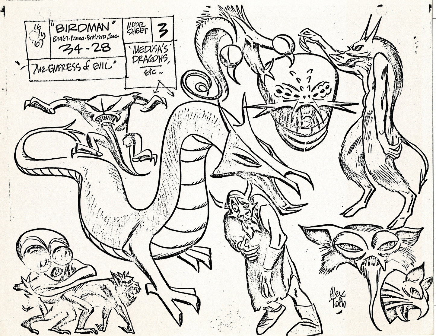Birdman 1967 Alex Toth Production Model Sheet Copy Lot of 49 Pages from Hanna Barbera