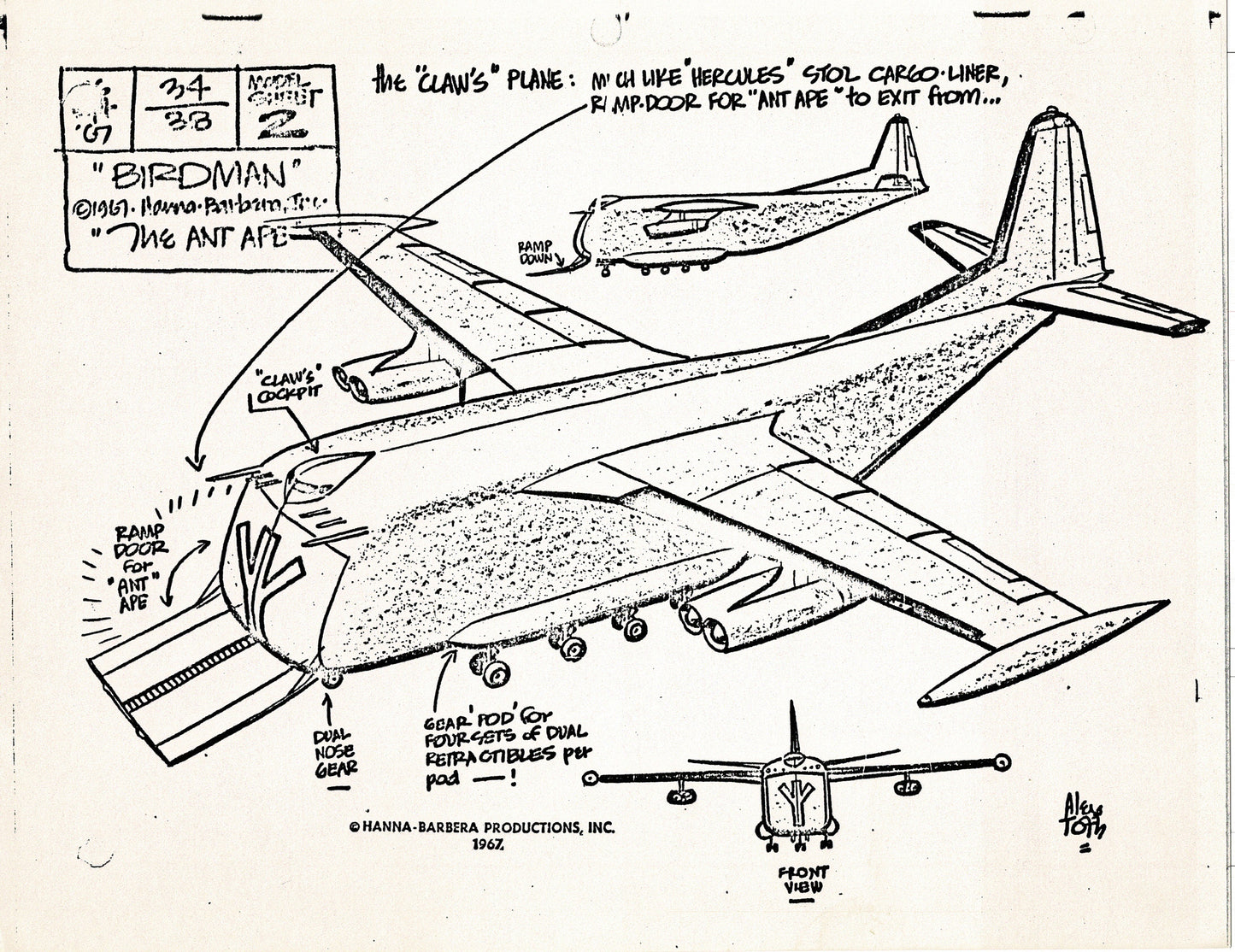 Birdman 1967 Alex Toth Production Model Sheet Copy Lot of 49 Pages from Hanna Barbera