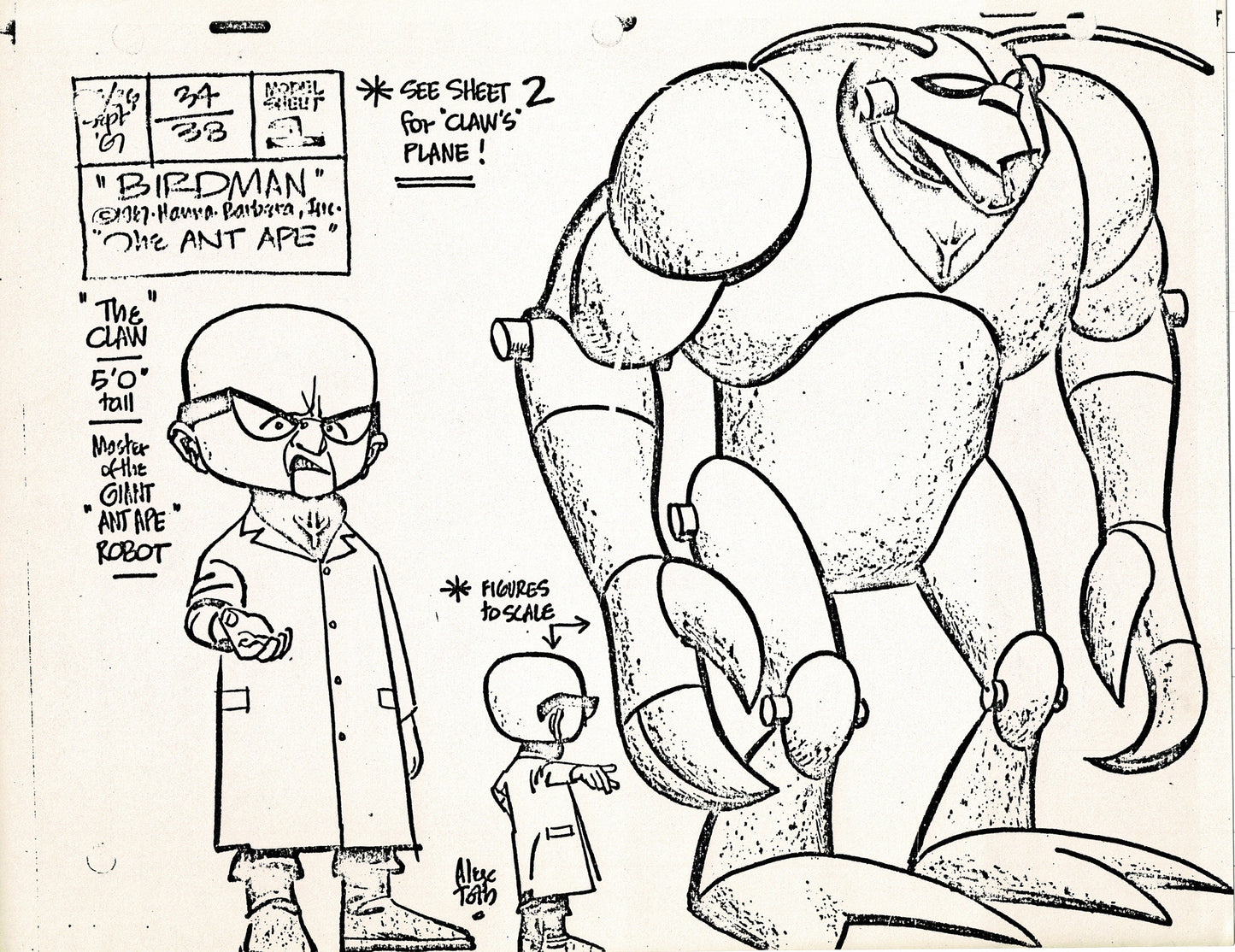 Birdman 1967 Alex Toth Production Model Sheet Copy Lot of 49 Pages from Hanna Barbera