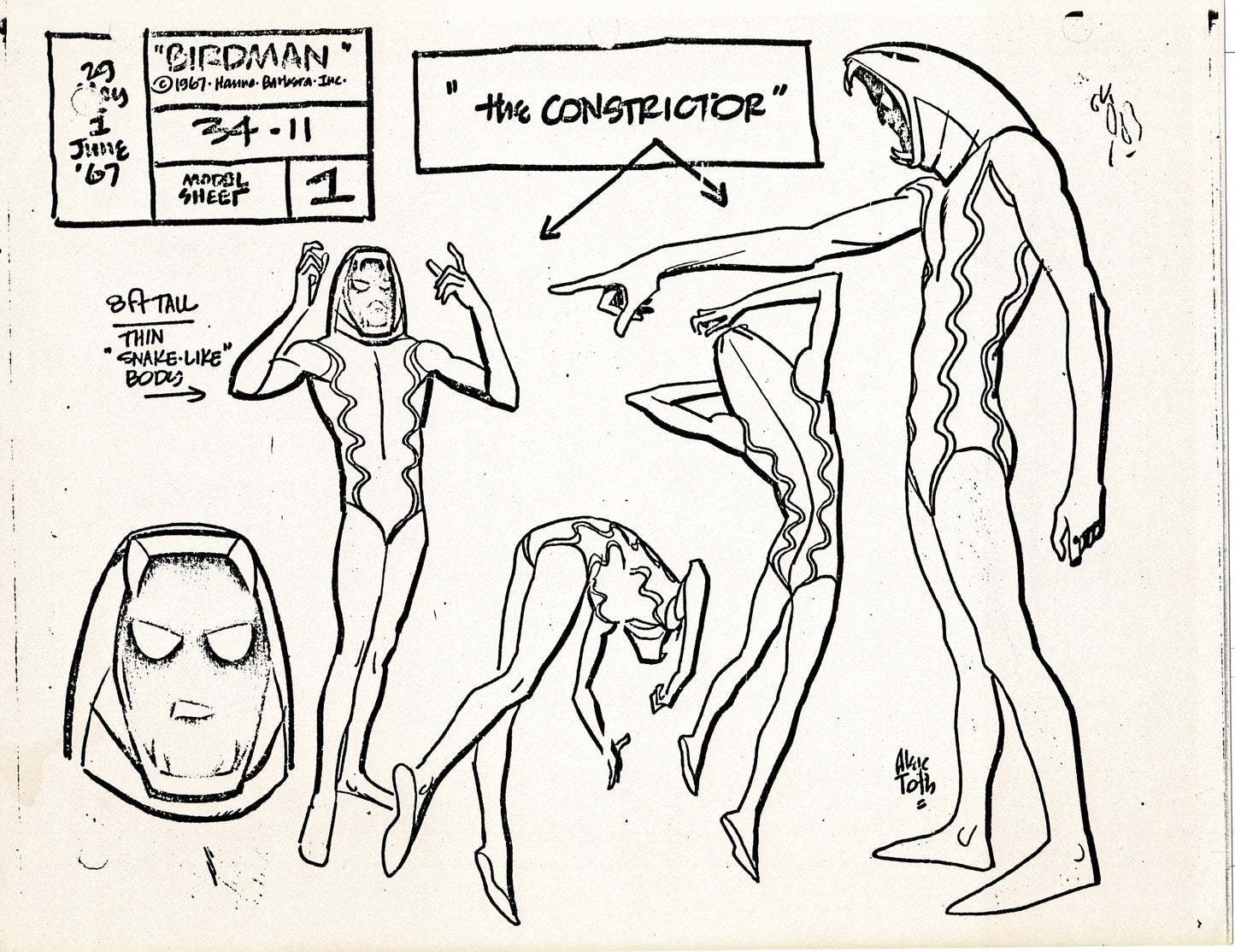 Birdman 1967 Alex Toth Production Model Sheet Copy Lot of 49 Pages from Hanna Barbera