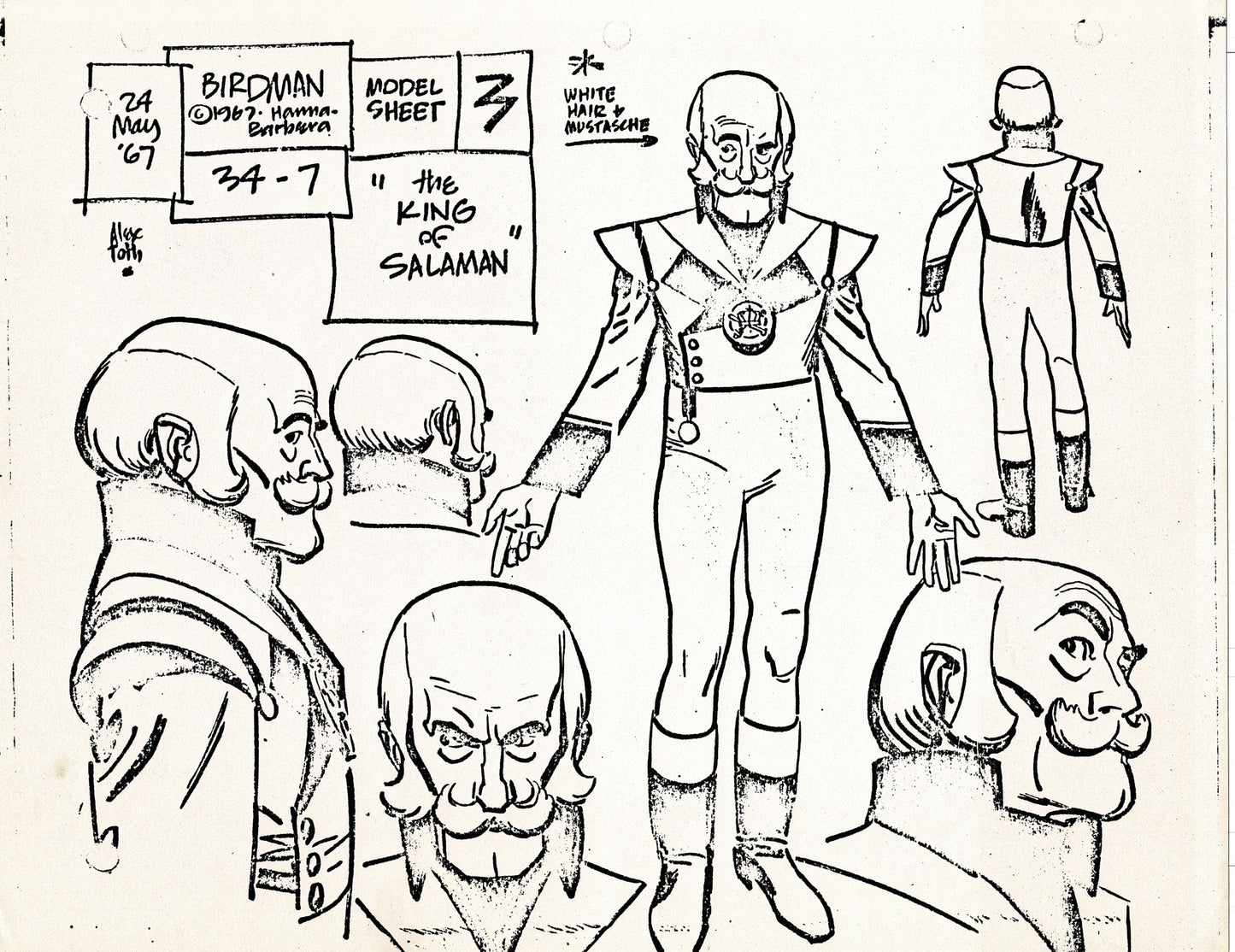 Birdman 1967 Alex Toth Production Model Sheet Copy Lot of 49 Pages from Hanna Barbera