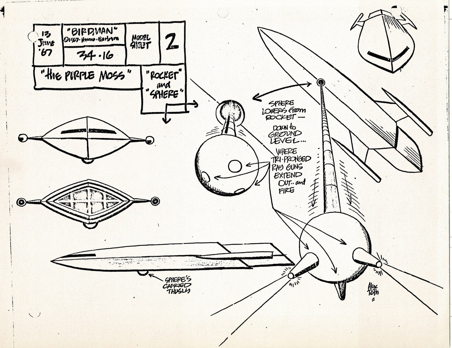 Birdman 1967 Alex Toth Production Model Sheet Copy Lot of 49 Pages from Hanna Barbera