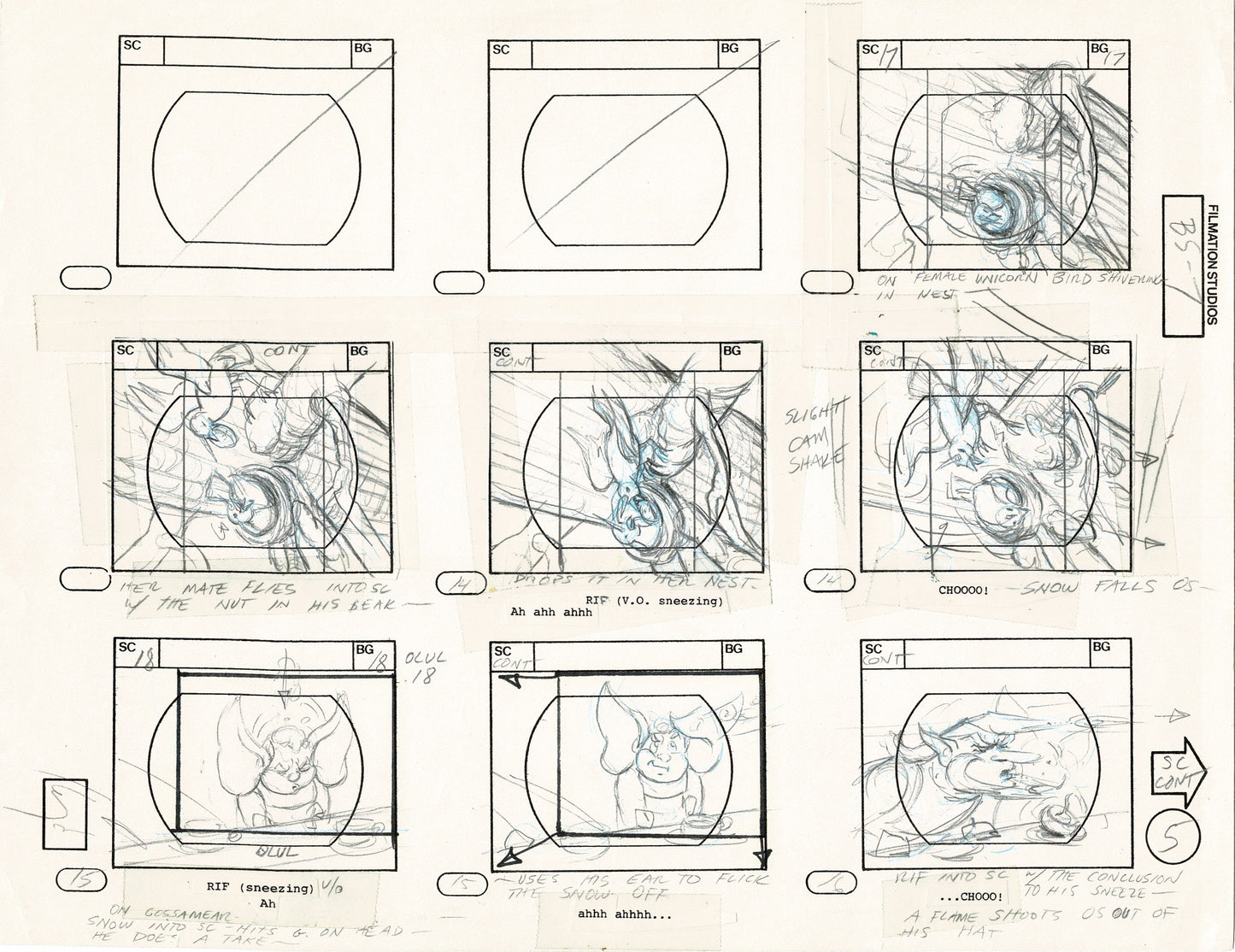 Blackstar 1981 Production Animation Storyboard Page Filmation A-001