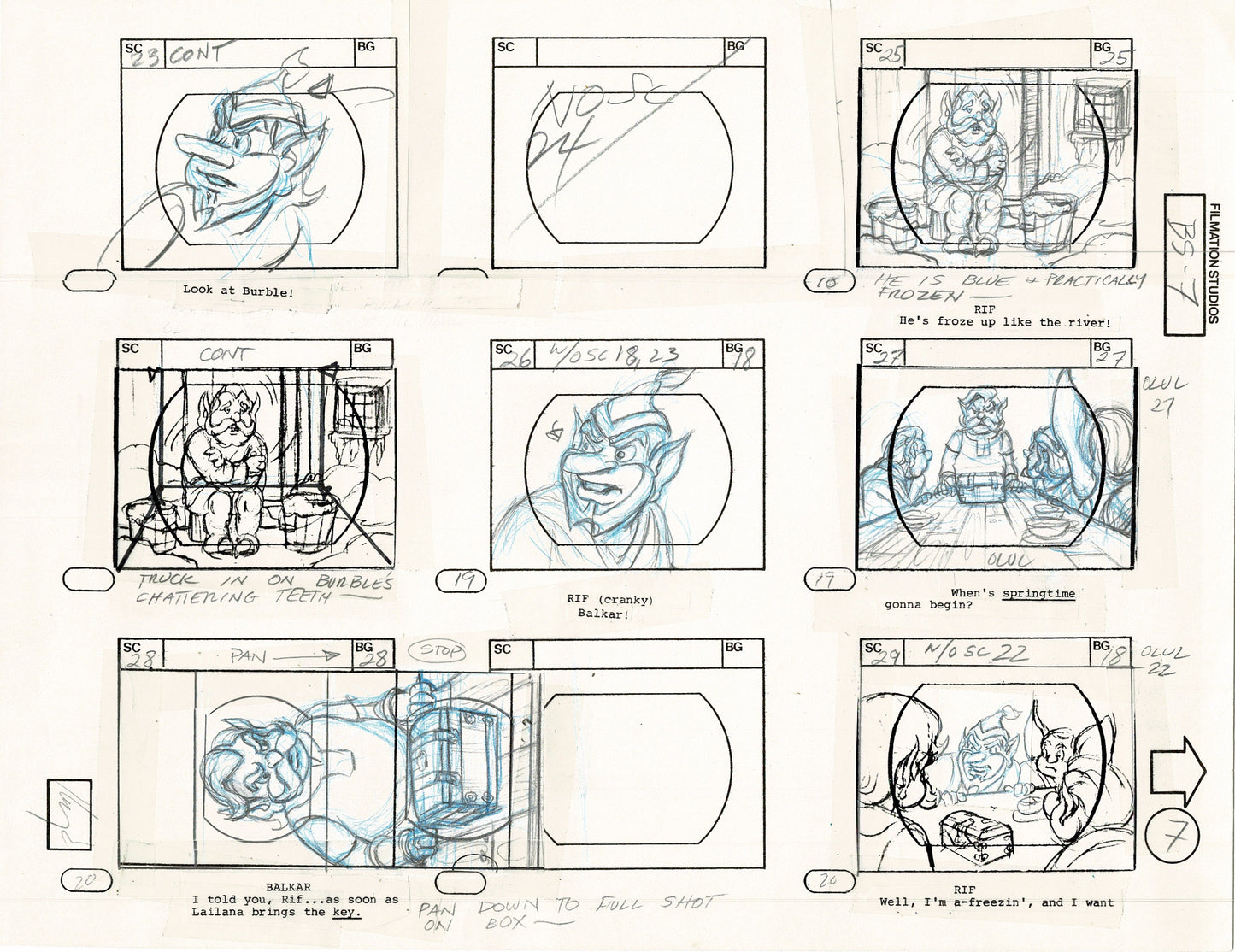 Blackstar 1981 Production Animation Storyboard Page Filmation A-003