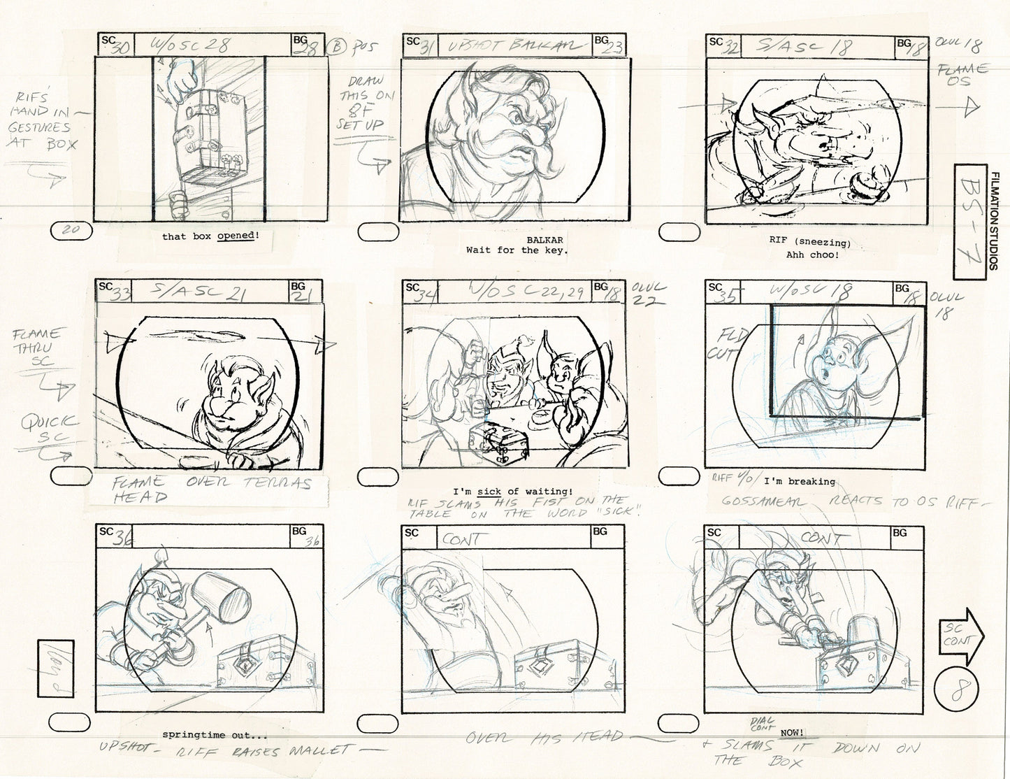 Blackstar 1981 Production Animation Storyboard Page Filmation A-005